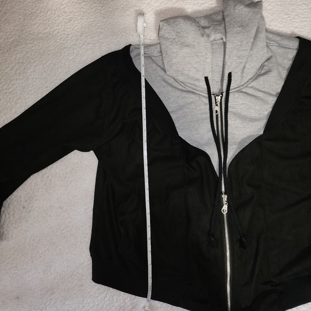 NWT MNML Dolls Kill Grey And Black Double Zip Hooded Jacket - Picture 16 of 16